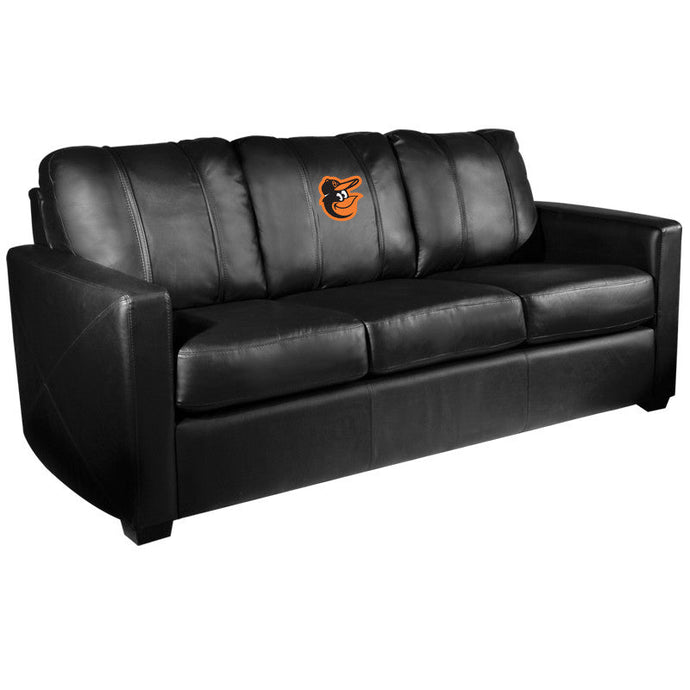 Silver Sofa with Baltimore Orioles Bird Logo