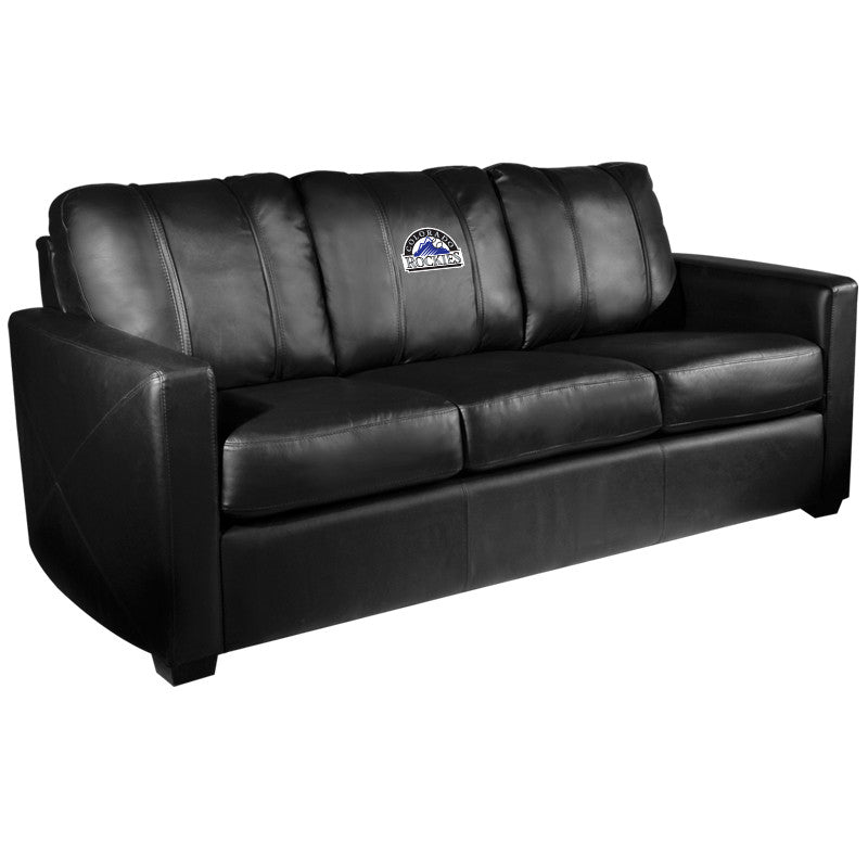 Silver Sofa with Colorado Rockies Logo