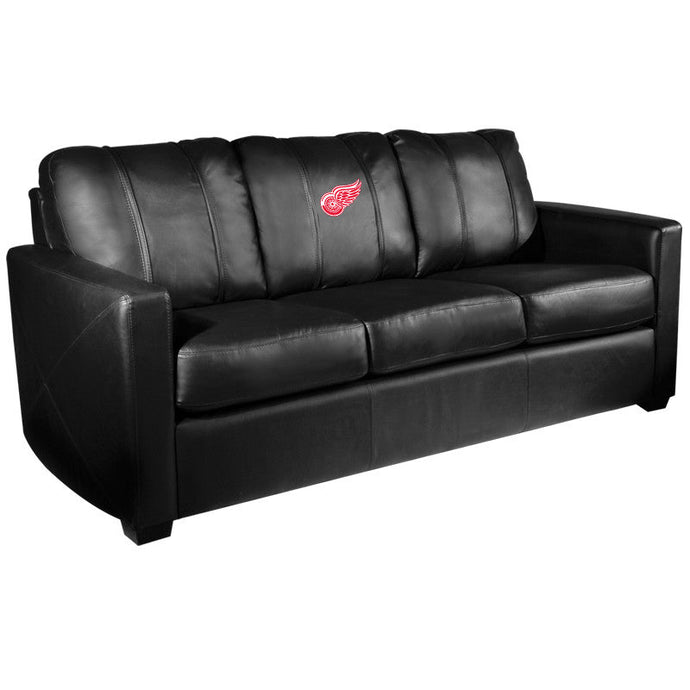 Silver Sofa with Detoit Red Wings Logo
