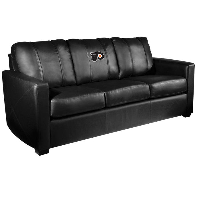 Silver Sofa with Philadelphia Flyers Logo