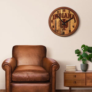 Indiana Hoosiers: Branded "Faux" Barrel Top Wall Clock - The Fan-Brand