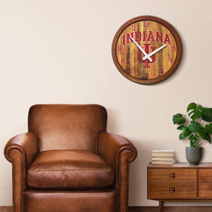 Indiana Hoosiers: Weathered "Faux" Barrel Top Wall Clock - The Fan-Brand