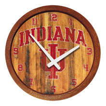 Load image into Gallery viewer, Indiana Hoosiers: Weathered &quot;Faux&quot; Barrel Top Wall Clock - The Fan-Brand