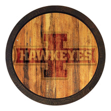 Load image into Gallery viewer, Iowa Hawkeyes: Block I - Weathered &quot;Faux&quot; Barrel Top Sign - The Fan-Brand