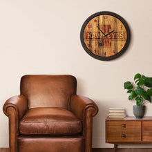 Load image into Gallery viewer, Iowa Hawkeyes: Block I - Weathered &quot;Faux&quot; Barrel Top Wall Clock - The Fan-Brand