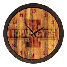 Load image into Gallery viewer, Iowa Hawkeyes: Block I - Weathered &quot;Faux&quot; Barrel Top Wall Clock - The Fan-Brand