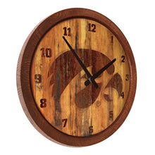 Load image into Gallery viewer, Iowa Hawkeyes: Branded &quot;Faux&quot; Barrel Top Wall Clock - The Fan-Brand