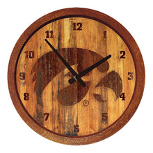 Load image into Gallery viewer, Iowa Hawkeyes: Branded &quot;Faux&quot; Barrel Top Wall Clock - The Fan-Brand