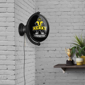 Iowa Hawkeyes: Herky - Original Oval Rotating Lighted Wall Sign - The Fan-Brand