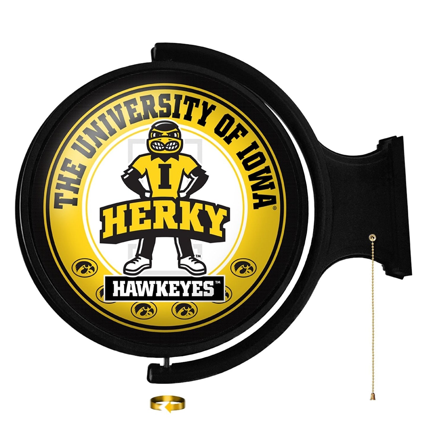 Iowa Hawkeyes: Herky - Original Round Rotating Lighted Wall Sign - The Fan-Brand