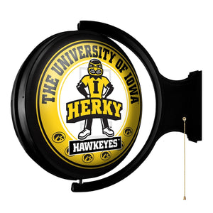 Iowa Hawkeyes: Herky - Original Round Rotating Lighted Wall Sign - The Fan-Brand