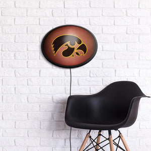 Iowa Hawkeyes: Pigskin - Oval Slimline Lighted Wall Sign - The Fan-Brand