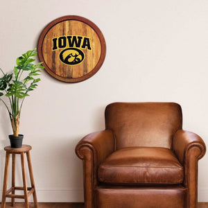 Iowa Hawkeyes: Round "Faux" Barrel Top Sign - The Fan-Brand