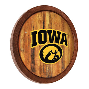 Iowa Hawkeyes: Round "Faux" Barrel Top Sign - The Fan-Brand