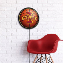 Load image into Gallery viewer, Iowa State Cyclones: Basketball - Round Slimline Lighted Wall Sign - The Fan-Brand