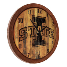 Load image into Gallery viewer, Iowa State Cyclones: Branded &quot;Faux&quot; Barrel Top Wall Clock - The Fan-Brand