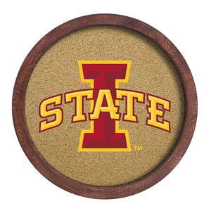 Iowa State Cyclones: "Faux" Barrel Framed Cork Board - The Fan-Brand