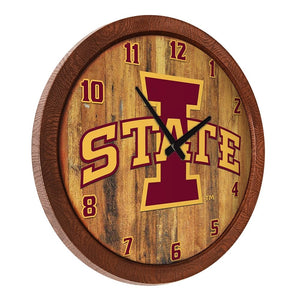 Iowa State Cyclones: "Faux" Barrel Top Wall Clock - The Fan-Brand