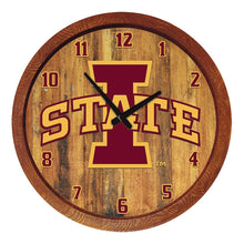 Load image into Gallery viewer, Iowa State Cyclones: &quot;Faux&quot; Barrel Top Wall Clock - The Fan-Brand