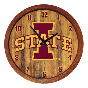 Iowa State Cyclones: "Faux" Barrel Top Wall Clock - The Fan-Brand