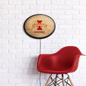 Iowa State Cyclones: Hardwood - Oval Slimline Lighted Wall Sign - The Fan-Brand