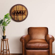 Load image into Gallery viewer, James Madison Dukes: Branded &quot;Faux&quot; Barrel Top Sign - The Fan-Brand