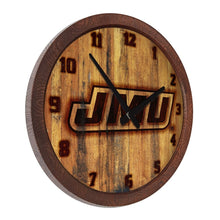 Load image into Gallery viewer, James Madison Dukes: Branded &quot;Faux&quot; Barrel Top Wall Clock - The Fan-Brand