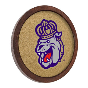James Madison Dukes: Mascot - "Faux" Barrel Framed Cork Board - The Fan-Brand