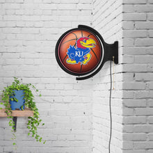 Load image into Gallery viewer, Kansas Jayhawks: Basketball - Original Round Rotating Lighted Wall Sign - The Fan-Brand