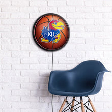 Load image into Gallery viewer, Kansas Jayhawks: Basketball - Round Slimline Lighted Wall Sign - The Fan-Brand