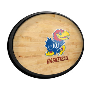 Kansas Jayhawks: Hardwood - Oval Slimline Lighted Wall Sign - The Fan-Brand