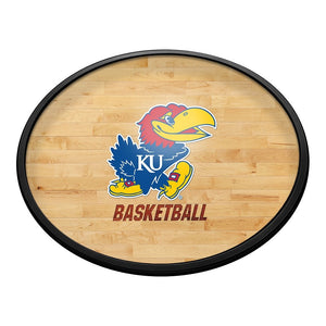 Kansas Jayhawks: Hardwood - Oval Slimline Lighted Wall Sign - The Fan-Brand