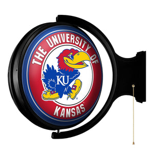 Kansas Jayhawks: Original Round Rotating Lighted Wall Sign - The Fan-Brand