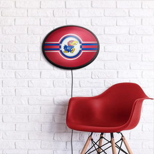 Kansas Jayhawks: Oval Slimline Lighted Wall Sign - The Fan-Brand