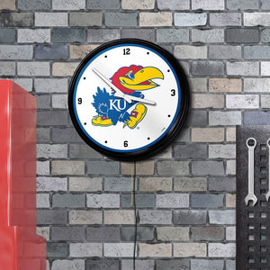 Kansas Jayhawks: Retro Lighted Wall Clock - The Fan-Brand