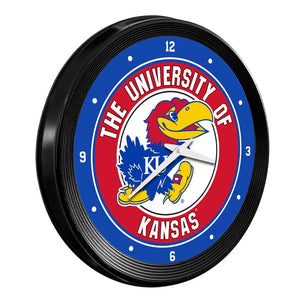 Kansas Jayhawks: Ribbed Frame Wall Clock - The Fan-Brand