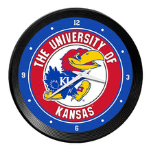 Load image into Gallery viewer, Kansas Jayhawks: Ribbed Frame Wall Clock - The Fan-Brand