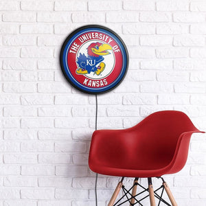 Kansas Jayhawks: Round Slimline Lighted Wall Sign - The Fan-Brand