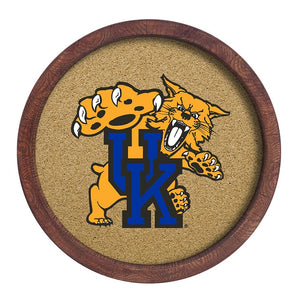 Kentucky Wildcats: Mascot - "Faux" Barrel Framed Cork Board - The Fan-Brand