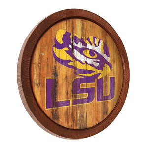 LSU Tigers: Weathered "Faux" Barrel Top Sign - The Fan-Brand