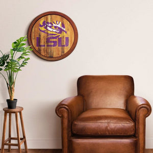 LSU Tigers: Weathered "Faux" Barrel Top Sign - The Fan-Brand