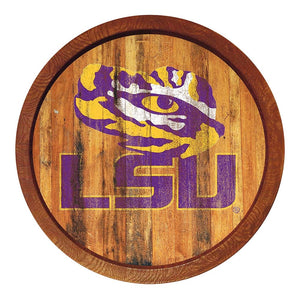 LSU Tigers: Weathered "Faux" Barrel Top Sign - The Fan-Brand