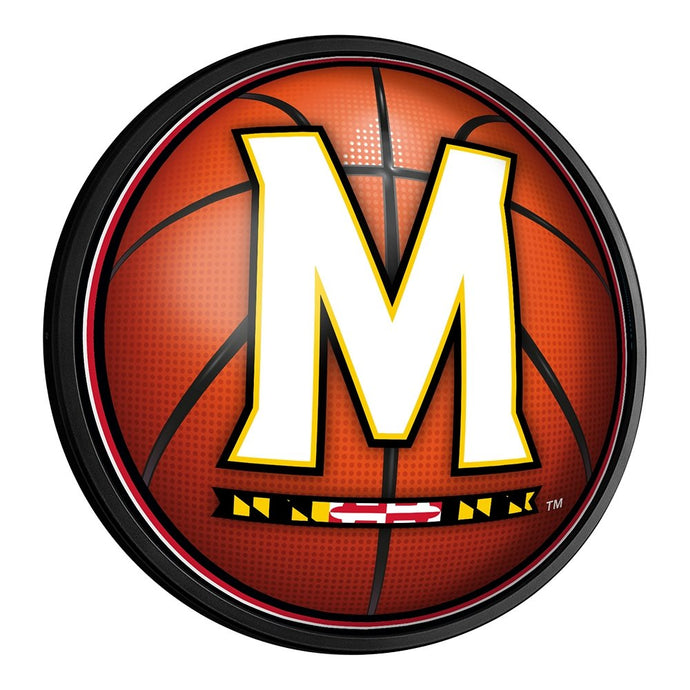 Maryland Terrapins: Basketball - Round Slimline Lighted Wall Sign - The Fan-Brand