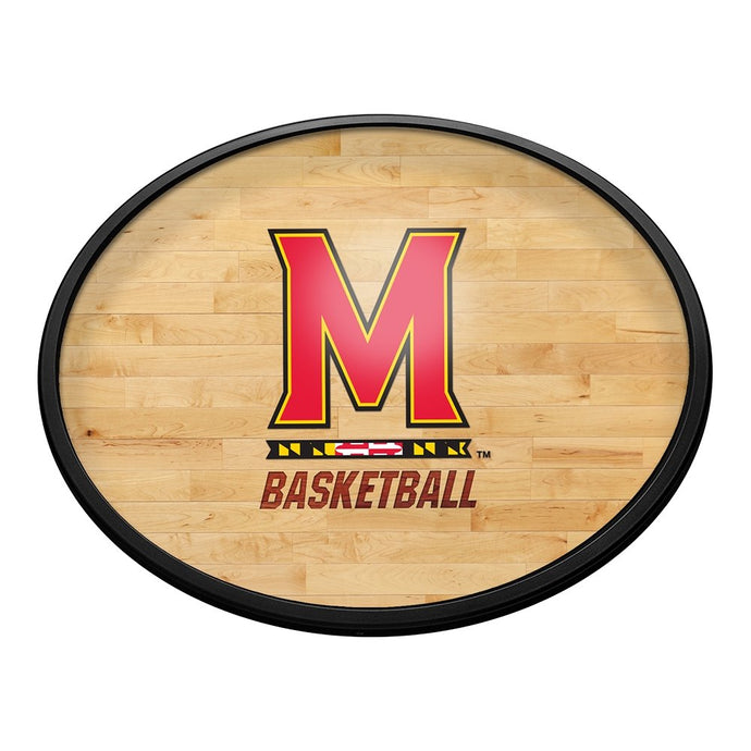 Maryland Terrapins: Hardwood - Oval Slimline Lighted Wall Sign - The Fan-Brand