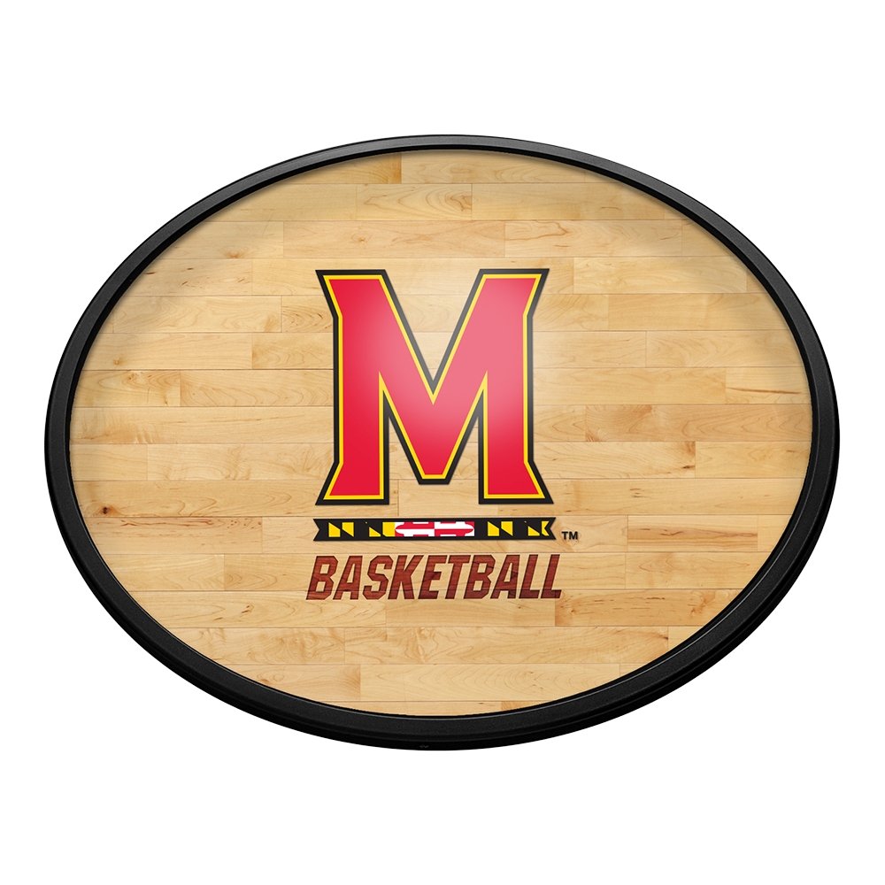 Maryland Terrapins: Hardwood - Oval Slimline Lighted Wall Sign - The Fan-Brand