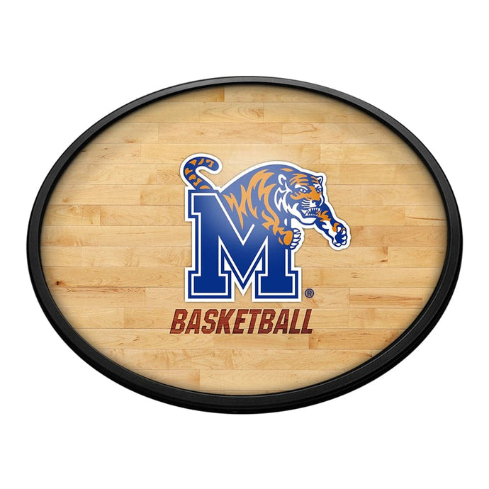 Memphis Tigers: Hardwood - Oval Slimline Lighted Wall Sign - The Fan-Brand
