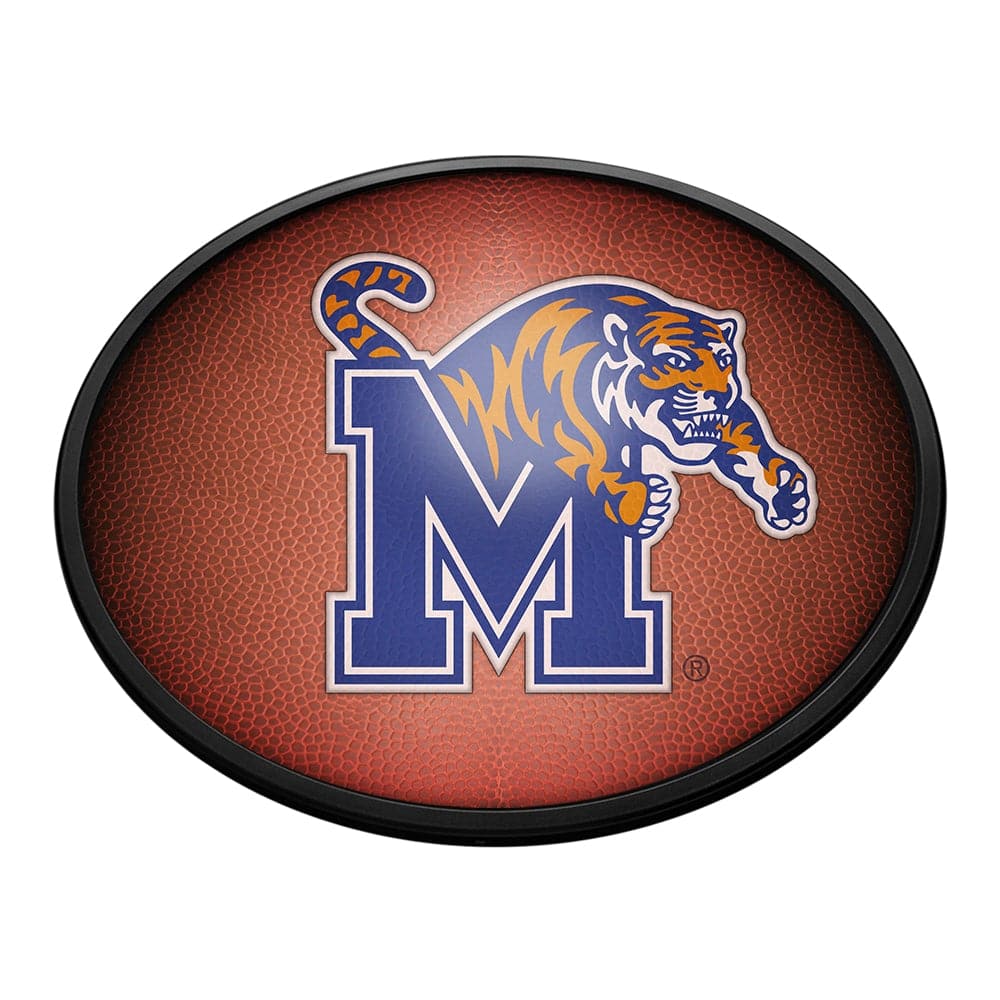 Memphis Tigers: Pigskin - Oval Slimline Lighted Wall Sign - The Fan-Brand