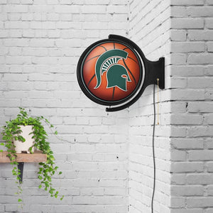 Michigan State Spartans: Basketball - Original Round Rotating Lighted Wall Sign - The Fan-Brand