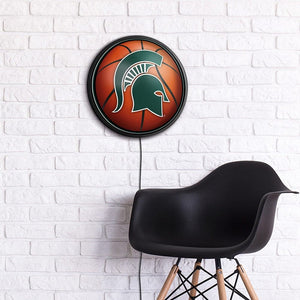 Michigan State Spartans: Basketball - Round Slimline Lighted Wall Sign - The Fan-Brand