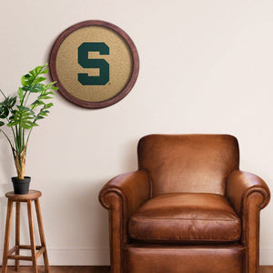 Michigan State Spartans: Block S - "Faux" Barrel Framed Cork Board - The Fan-Brand